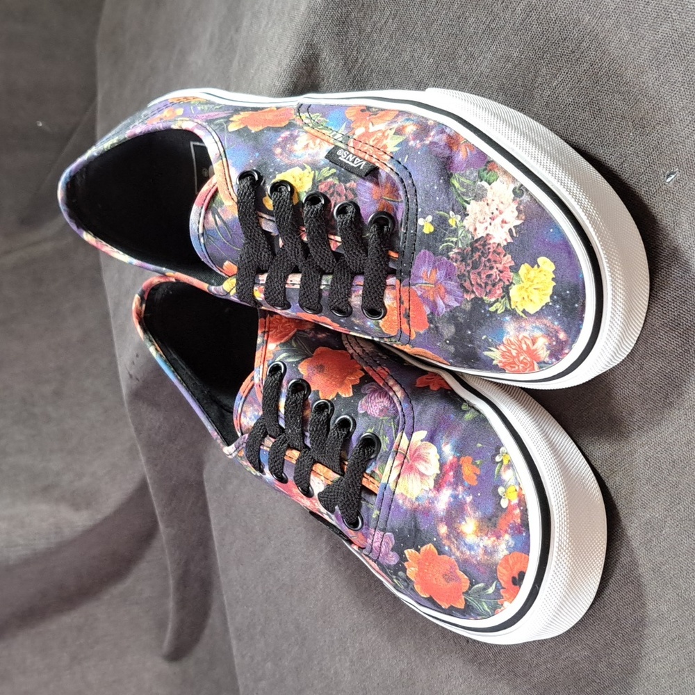 Vans Authentic Floral Galaxy Multicoloured Lace Up Canvas Sneakers VG US 9.5